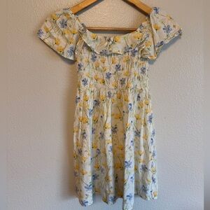 Place Floral Dress with Smocked Detail